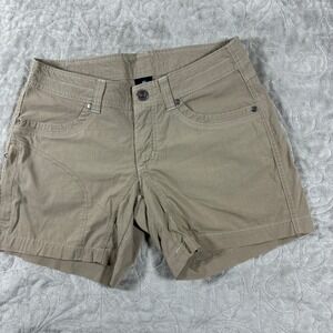 KUHL Womens Hiking Shorts Size 2 Khaki Tan Outdoor Casual Utility Earthy Granola